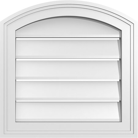 Ekena Millwork Arch Top Surface Mount PVC Gable Vent: Non-Functional, w/2"W x 1-1/2"P Brickmould Frame, 16"W x 42"H GVPAR16X4202SN
